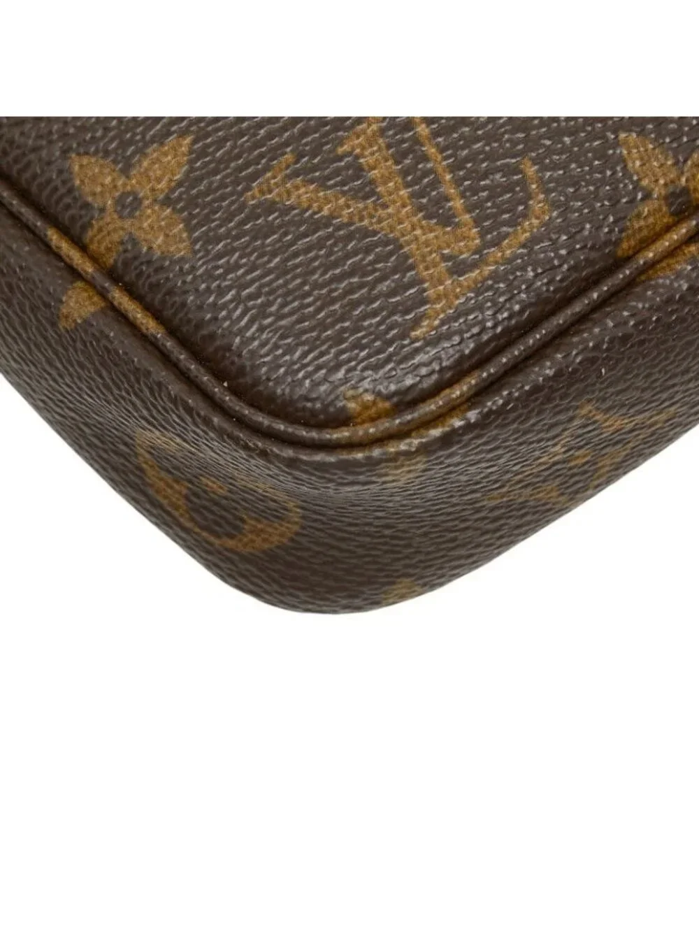 Louis Vuitton Monogram Pochette Soirle Handbag Pouch Brown Leather